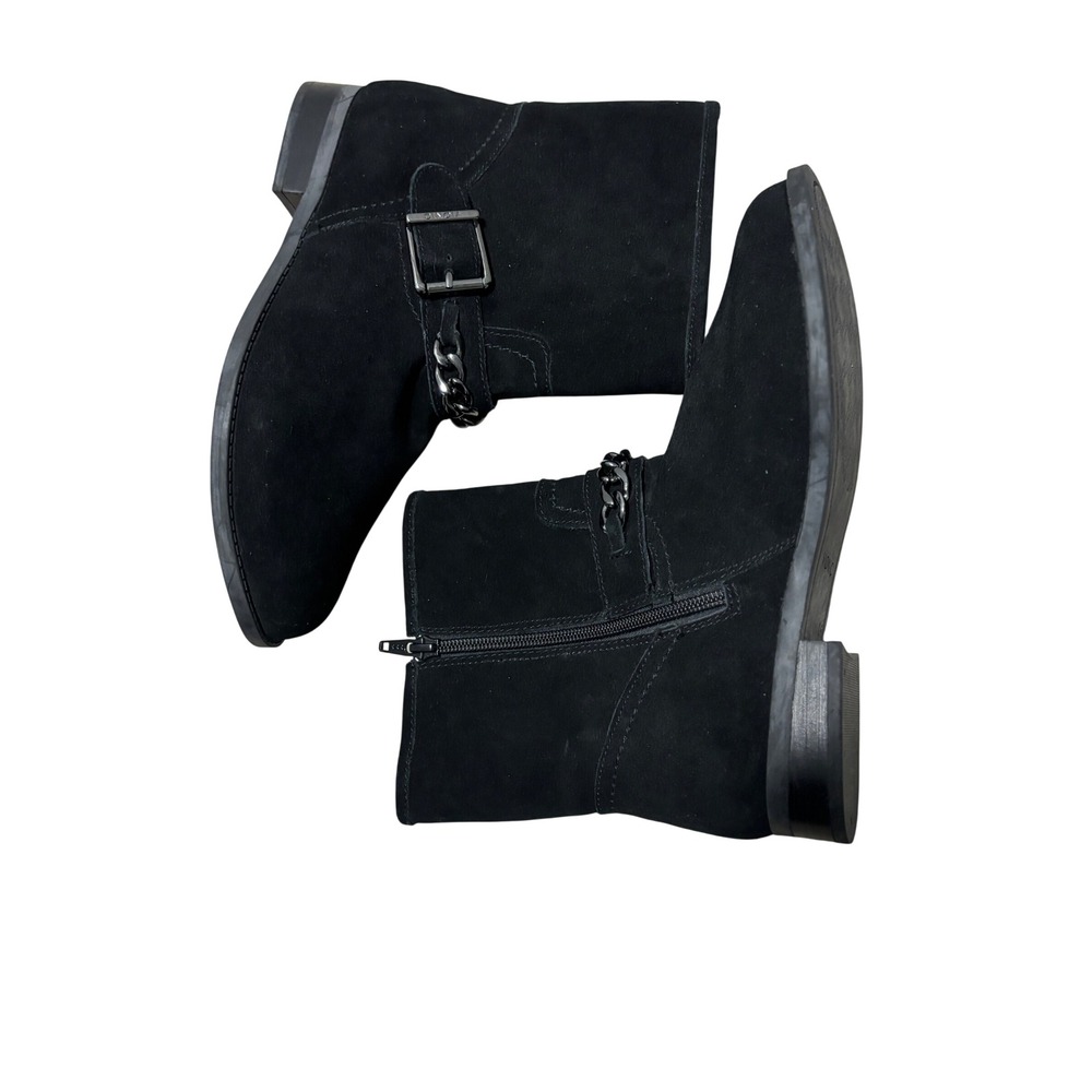 Vionic Cresent Black Suede Chain Harness Ankle Boots TVW4554 Womens 8